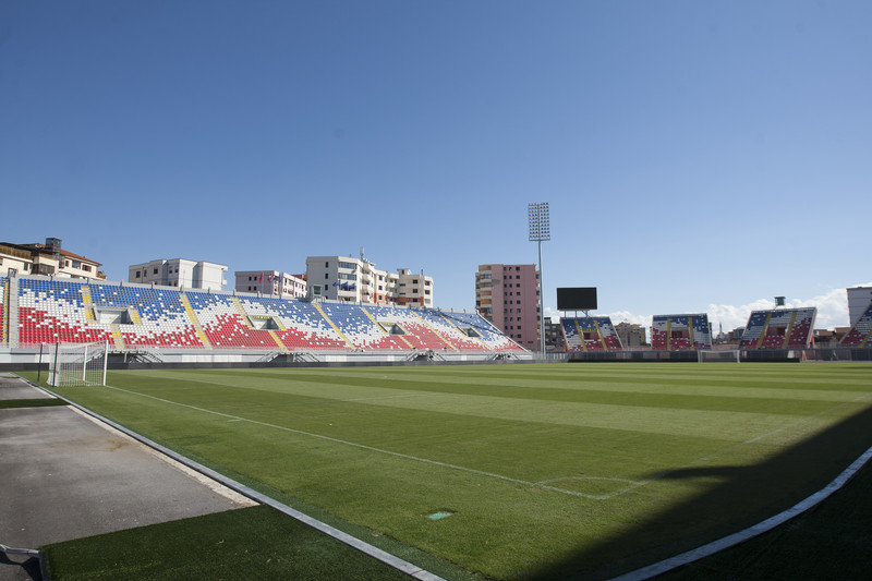 epa05576300 General view of the 'Loro Borici' stadium in Shkoder, Albania, 08 October 2016. Spain will face Albania in the FIFA World Cup 2018 qualifying soccer match on 09 October 2016 in Shkoder. EPA/ARMANDO BABANI