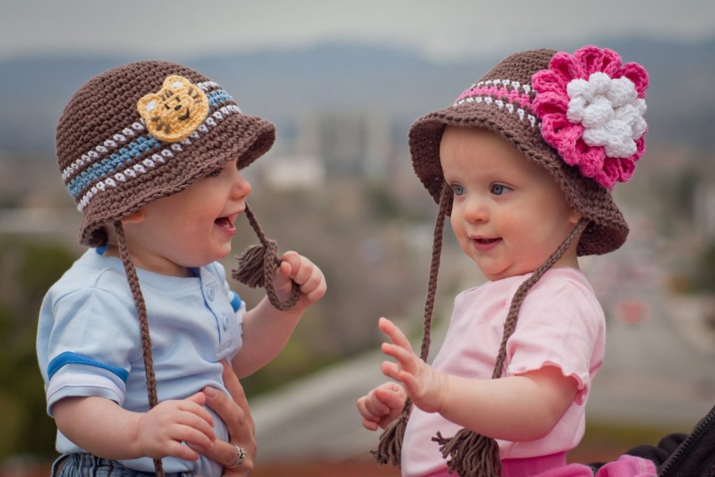 cute baby girl and boy twins